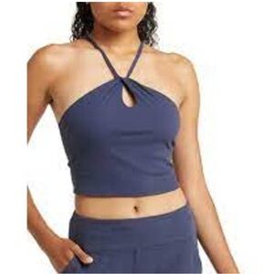 Outdoor Voices Navy Ribbed Halter Top